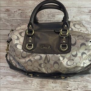 Coach Brown and Cream Signature Satchel